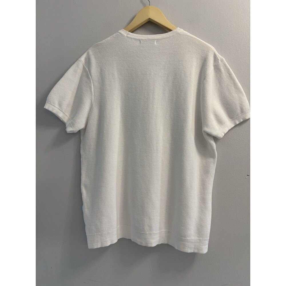ZARA Men XL Off-White Textured Knit Short Sleeve T-Shirt 100% Cotton Minimalist - Picture 3 of 10